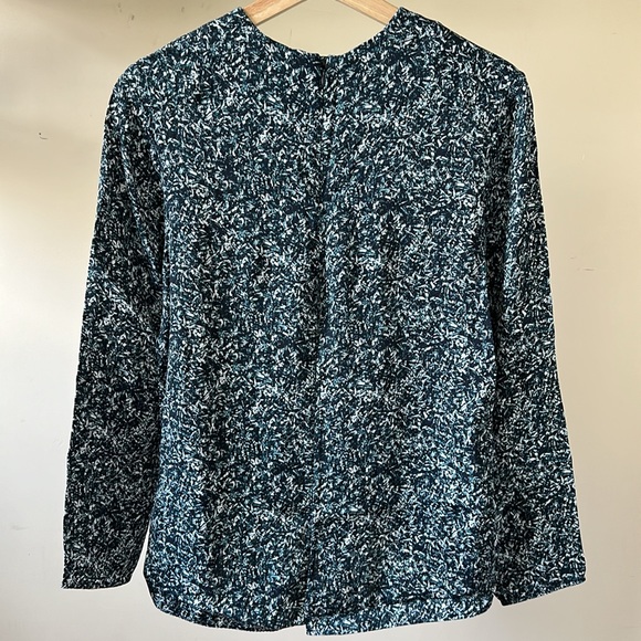 New COS high neck ditsy geometric microprint split back long sleeve blouse top - Picture 12 of 16
